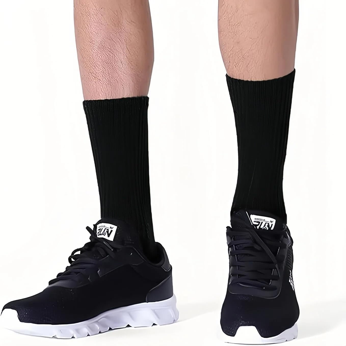 商品图片 2 | B0FPLFTFDC | Men's Socks - Breathable, Moisture-Wicking, Non-Slip & Comfortable (3-Pack, Black/Gray/White) Size 6-13