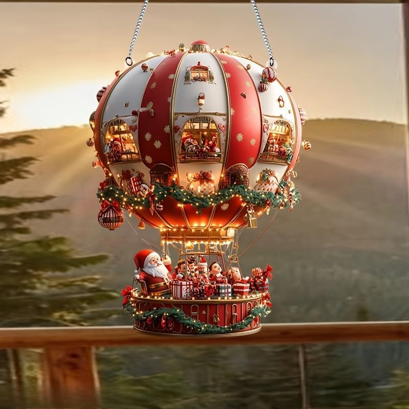 商品图片 3 | B0FP163MV3 | Christmas Decorations Acrylic Hanging Ornaments - Creative Tree Santa, Car Room Door Decor