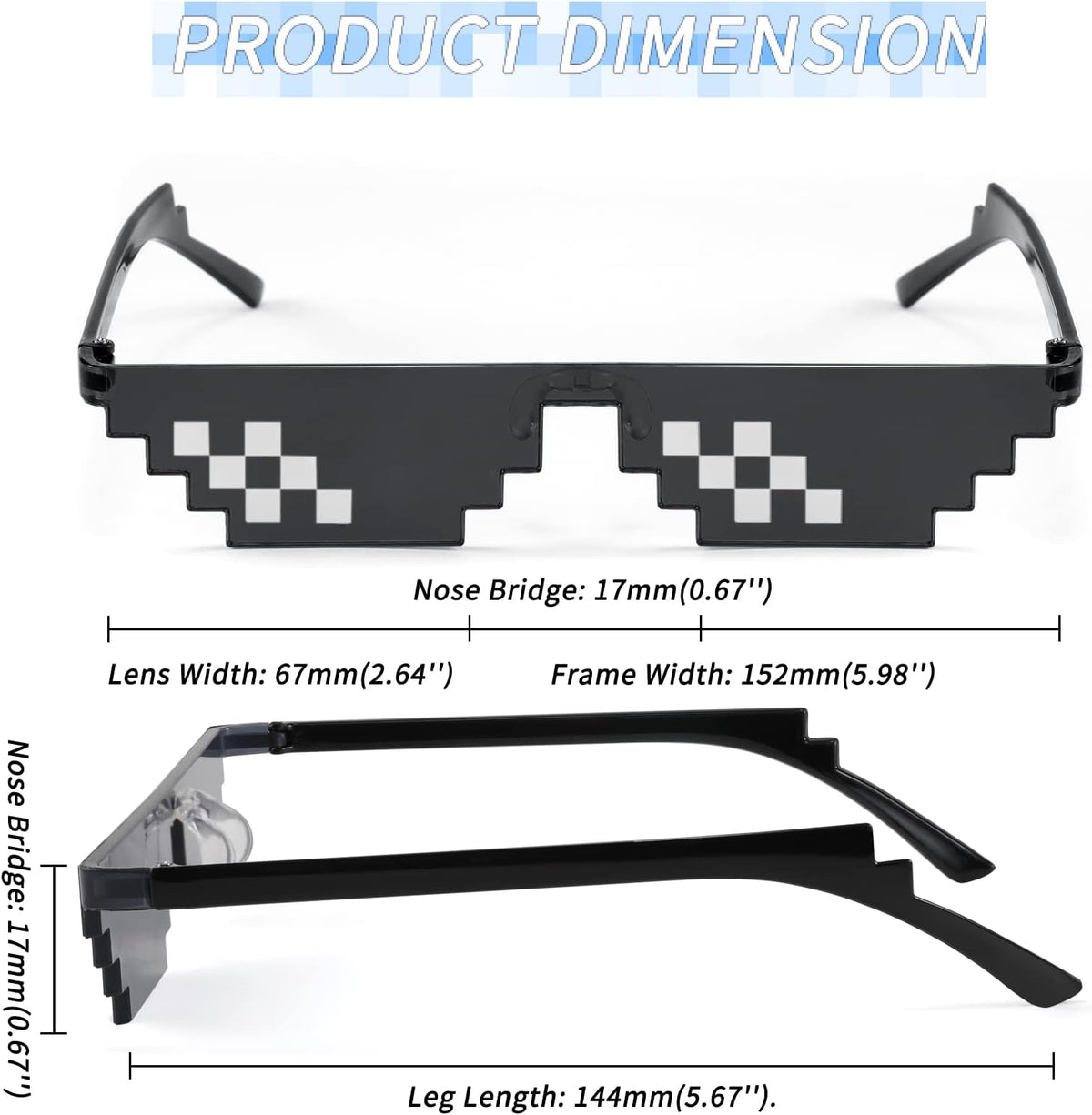 ÉÌƷͼƬ 4 | B09SCSCKL3 | FEISEDY 2PACK Thug Life Sunglasses Funny Pixelated Mosaic Gamer Glasses Party Disco Cool B2876-F2