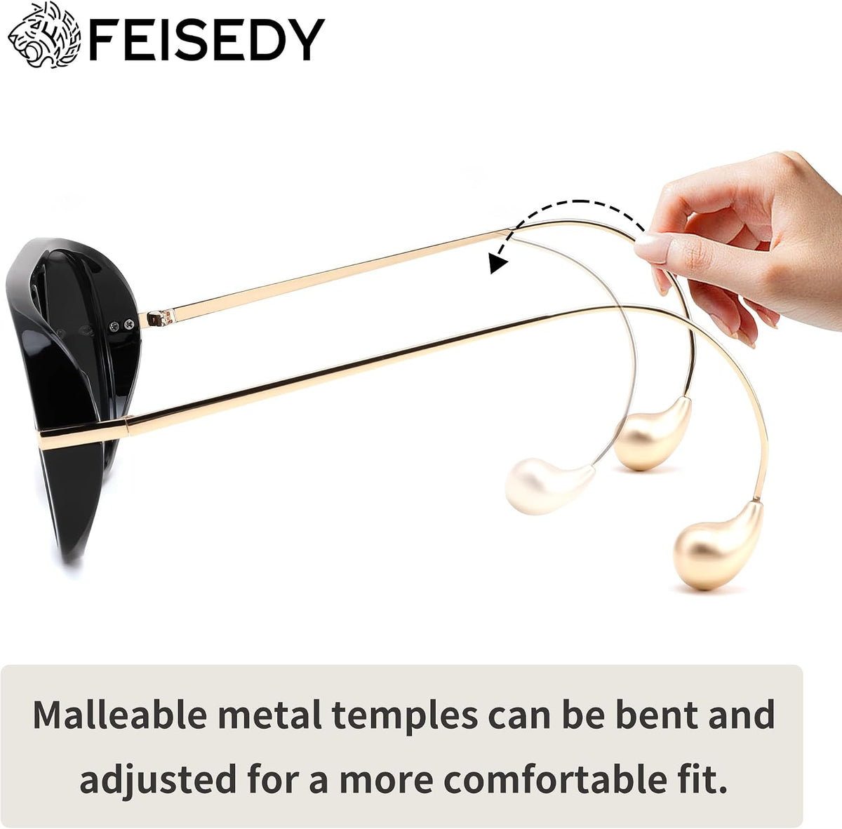 ÉÌƷͼƬ 5 | B0F8N8W8JM | FEISEDY Oversized Aviator Sunglasses With Earring Design for Women Large Big Frame Luxury Designer Shades for Ladies B0296