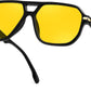 Black Frame + Yellow Lens / 58 Millimeters | B0GTPV6C4X | FEISEDY Women Men Aviator Sunglasses UV400 Protection, Retro Trendy Square Frame for Driving Fishing Outdoor Daily B0425