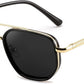 Golden Black/Grey / 56 Millimeters | B0FQ4X88KZ | FEISEDY Polarized Aviator Sunglasses for Women Men Square TAC Lens B0329 | UV400 protection, Lightweight, Military-grade durability, Spring temples, Climate Pledge Friendly, Driving, Beach