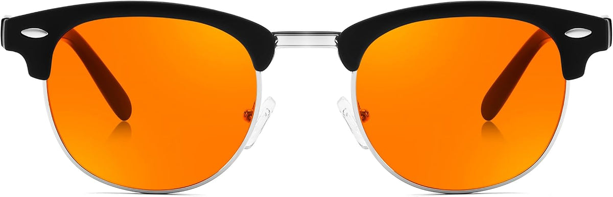 Semi-rimless-matte Black / Amber | B0F32D3541 | FEISEDY Orange Blue Light Blocking Glasses for Woman Men Amber Lenses Computer Gaming Glasses for Better Sleep