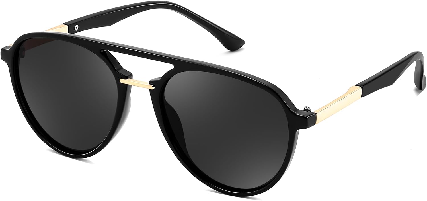 Black Frame Grey Lens / 55 Millimeters | B0H1C1XR1Z | FEISEDY 70s Retro Aviator Sunglasses Polarized UV400 for Men Women B0453