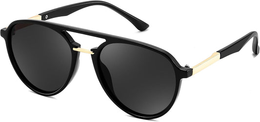 Black Frame Grey Lens / 55 Millimeters | B0H1C1XR1Z | FEISEDY 70s Retro Aviator Sunglasses Polarized UV400 for Men Women B0453