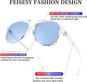 ÉÌƷͼƬ 130 | B0CB543WBD | FEISEDY Vintage Retro 70s Plastic Aviator Sunglasses Women Men Classic Large Squared Frame B2751