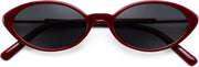 Red Frame Grey Lens / 54 Millimeters | B0H2VHN31H | FEISEDY Oval Cat Eye Sunglasses for Women, 90s Narrow Y2K Shades B0435