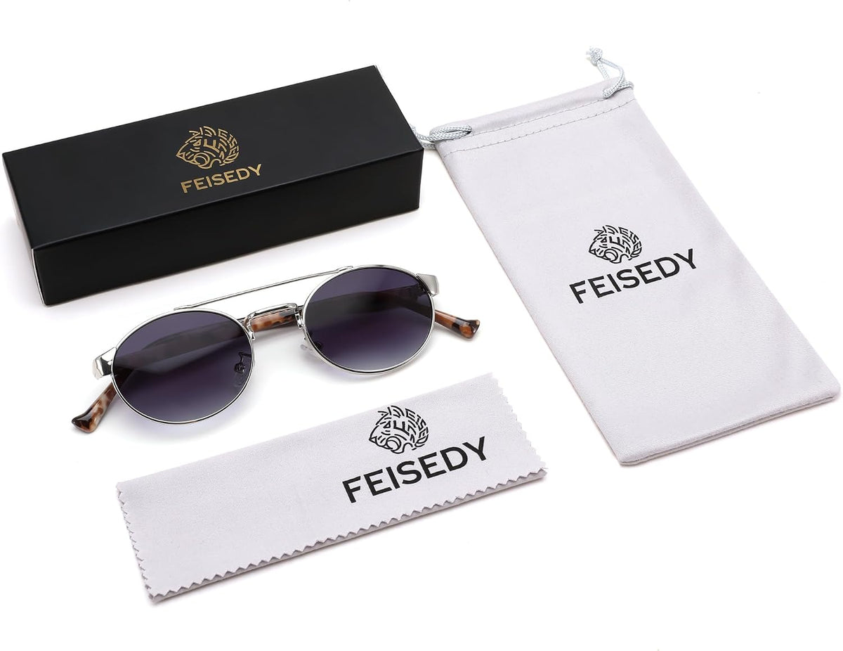 ÉÌƷͼƬ 29 | B0DRYKH1MV | FEISEDY Classic Trendy Oval Sunglasses Women Men Cute Small Shade Metal Frame Sunnies B0264