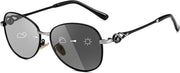 Metal Black Frame & Grey Lens / 57 Millimeters | B0CT2JVT1Z | FEISEDY Oval Photochromic Polarized Sunglasses Women Retro Metal Rhinestone Sunglasses Classic UV400 Protection B1119
