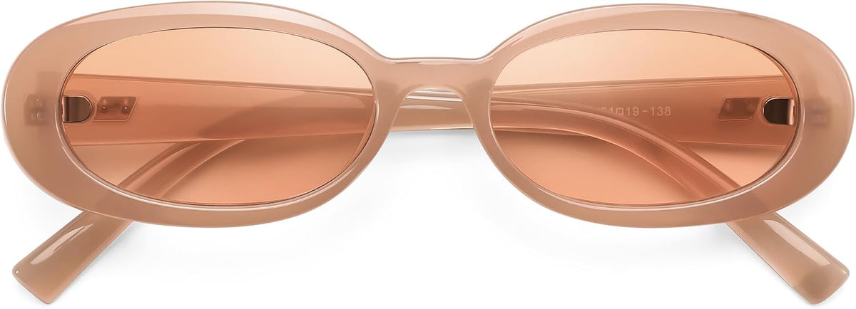 306 Jelly Tea Frame & Light Tea Lens / 47 Millimeters | B0DGLK1SWK | FEISEDY Retro Oval Sunglasses for Women 90s Narrow Round Lightweight Shades Y2k Trendy Sunnies B1171
