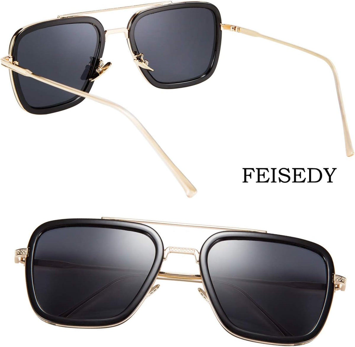ÉÌƷͼƬ 2 | B07VFM34S4 | FEISEDY Retro Aviator 70s Pilot Sunglasses Men Trendy Women Square Sun Glasses Driving Outdoors B2510