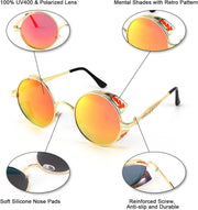 ÉÌƷͼƬ 37 | B0CHLX78KB | FEISEDY Retro Steampunk Sunglasses for Men Women, Round Metal Frame Gothic Vintage Style B2820