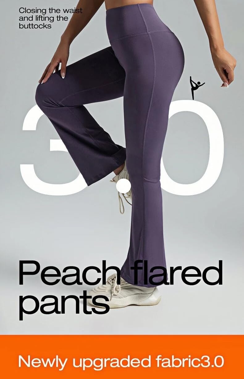 商品图片 5 | B0GKNXBWZ3 | Wide Leg Yoga Pants for Women - High Waist Tummy Control No Front Seam Workout Gym Leggings with Pockets, Flare Yoga Pant