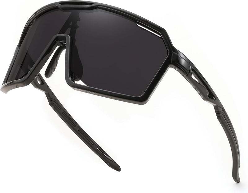 Black Frame Grey Lens / Large | B0D2XDTT5X | FEISEDY Sports Cycling Sunglasses for Men Women, UV400 Protection Baseball Running Fishing Biking B0168