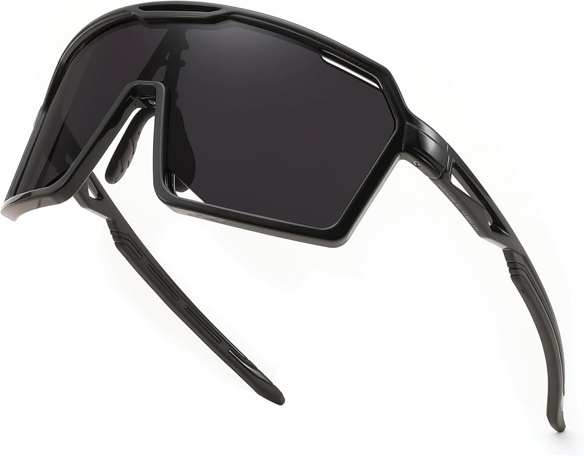 Black Frame Grey Lens / Large | B0D2XDTT5X | FEISEDY Sports Cycling Sunglasses for Men Women, UV400 Protection Baseball Running Fishing Biking B0168