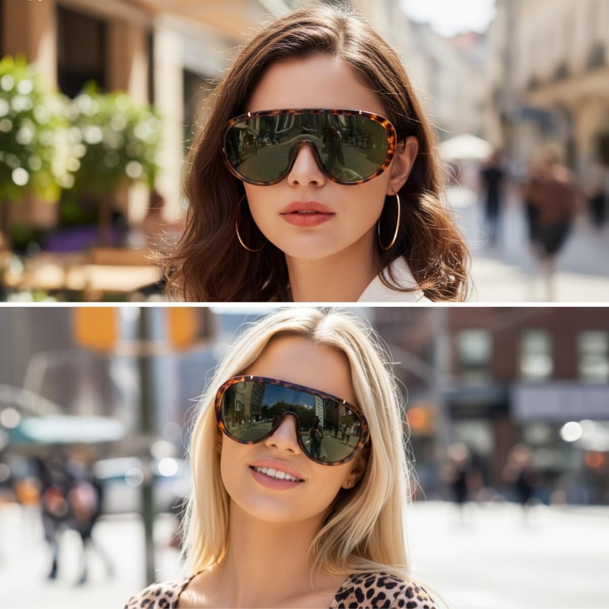 ÉÌƷͼƬ 34 | B085PPHWTZ | FEISEDY Retro Oversized Sunglasses Women Men One Piece Frame B2580