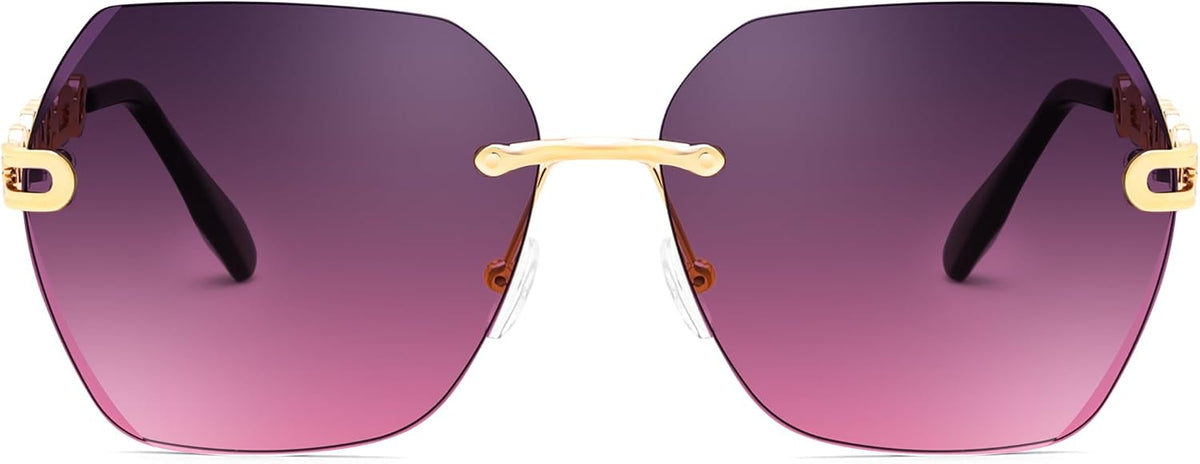 ÉÌƷͼƬ 46 | B083VRLS2Q | FEISEDY Classic Rimless Sunglasses Women Metal Frame Diamond Cutting Lens Sun Glasses B2567
