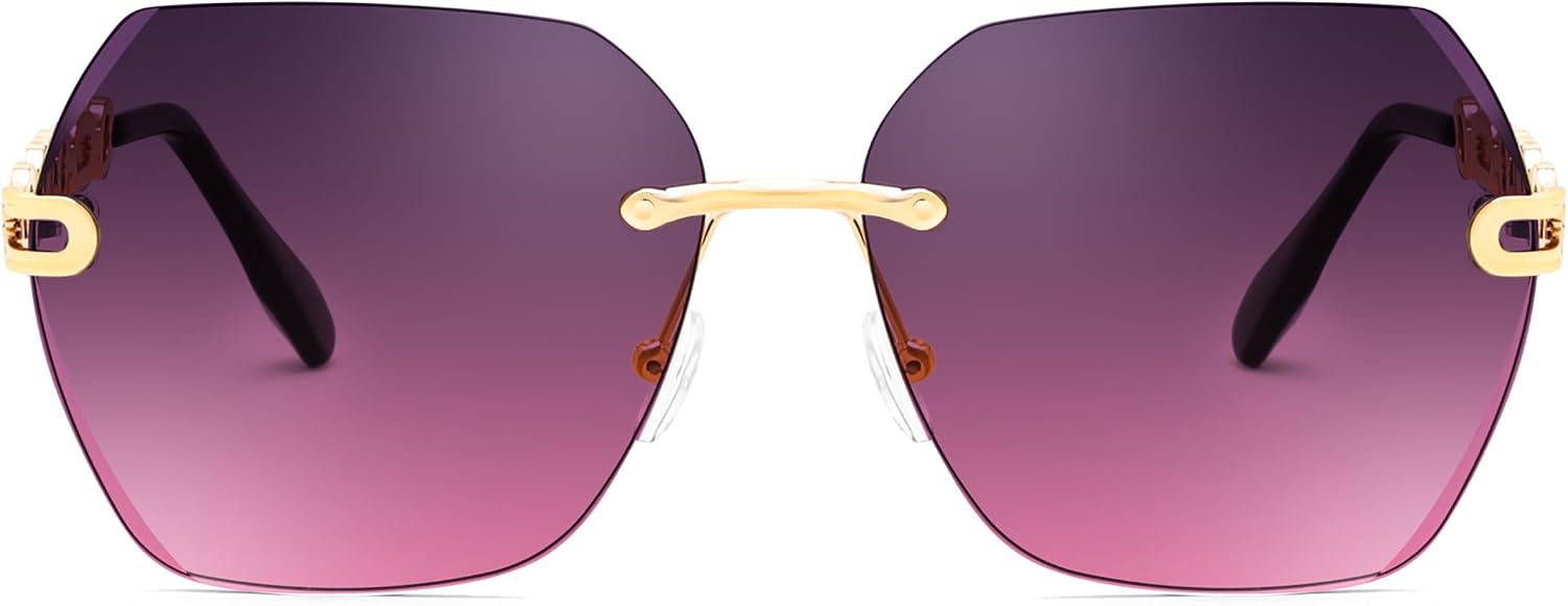 商品图片 46 | B083VRLS2Q | FEISEDY Classic Rimless Sunglasses Women Metal Frame Diamond Cutting Lens Sun Glasses B2567