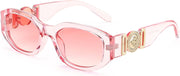 013pink Transparent Frame/Pink Lens / 54 Millimeters | B0DKNFHY1T | FEISEDY Retro Trendy Rectangle Sunglasses Women Men Narrow Shades B2322