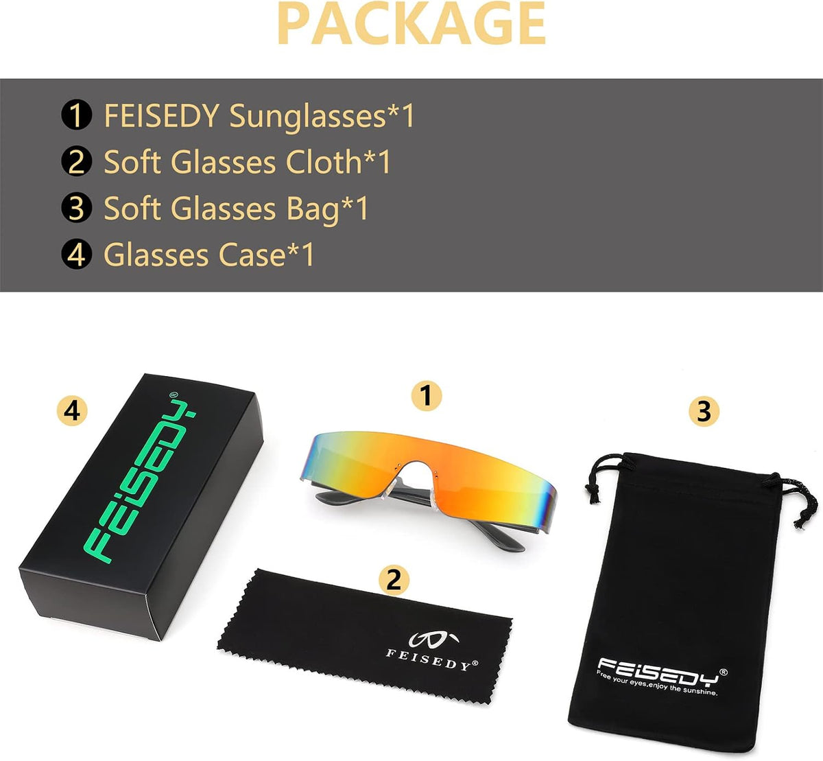 ÉÌƷͼƬ 32 | B0B1V45SXC | FEISEDY Y2K Futuristic Sunglasses Women Men Rimless One Piece Miorred B2927