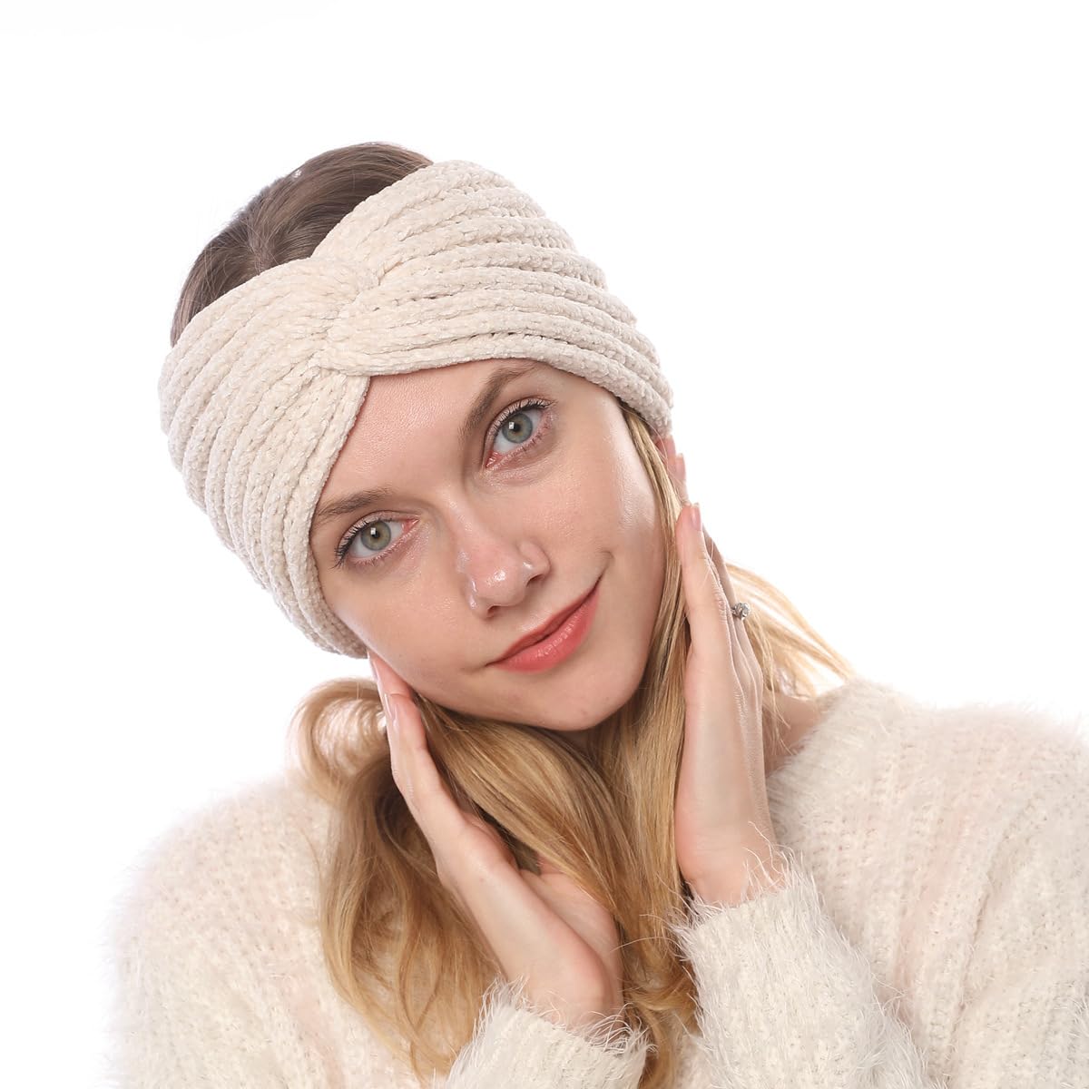 商品图片 3 | B0G2RFKL4V | Thick Knit Headbands for Women Girls Winter Ear Warmer Fashionable Warm Crochet Head Wraps With Crossover Design
