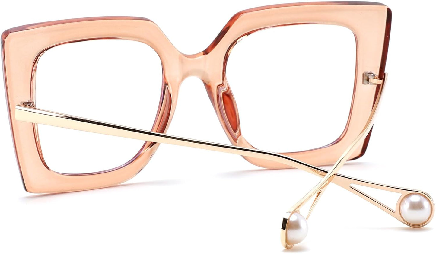 商品图片 13 | B08DF5QRXC | FEISEDY Oversized Square Blue Light Blocking Glasses Eye Strain Glare Pearl Inlay Arm Cat Eye Fashion Eyewear B2639