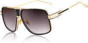 Gold Framed and Grey Lens / 58 Millimeters | B0DPW4LHJR | FEISEDY Sunglasses Mens Oversized Retro Metal Steampunk Shades Sunnies Fishing Driving B0272