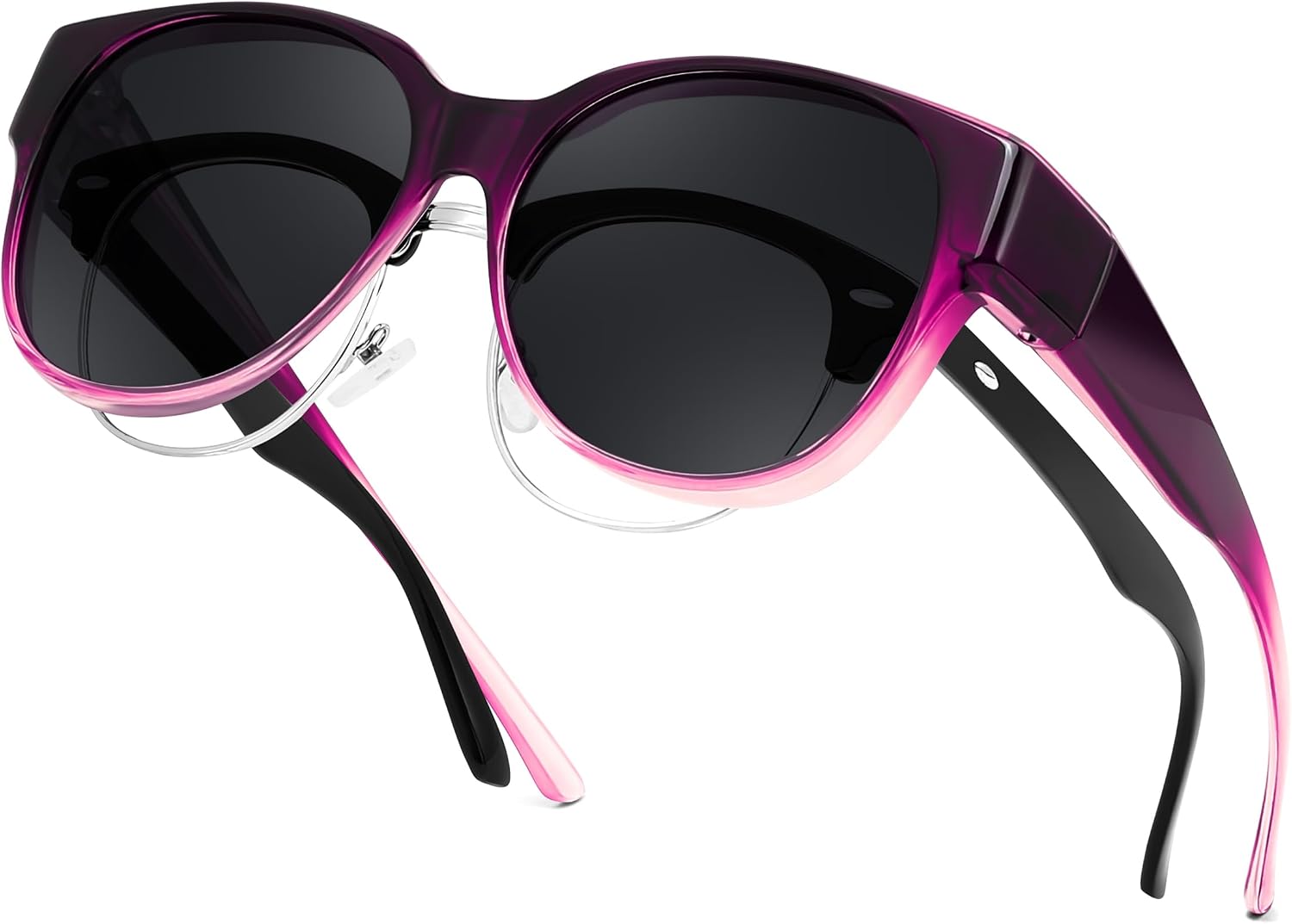 Gradual Purple Frame & Grey Lens / 55 Millimeters | B0FRRPDWYR | FEISEDY Fit Over Glasses Polarized Sunglasses, UV400 Protection for Driving & Outdoor Activities B0328