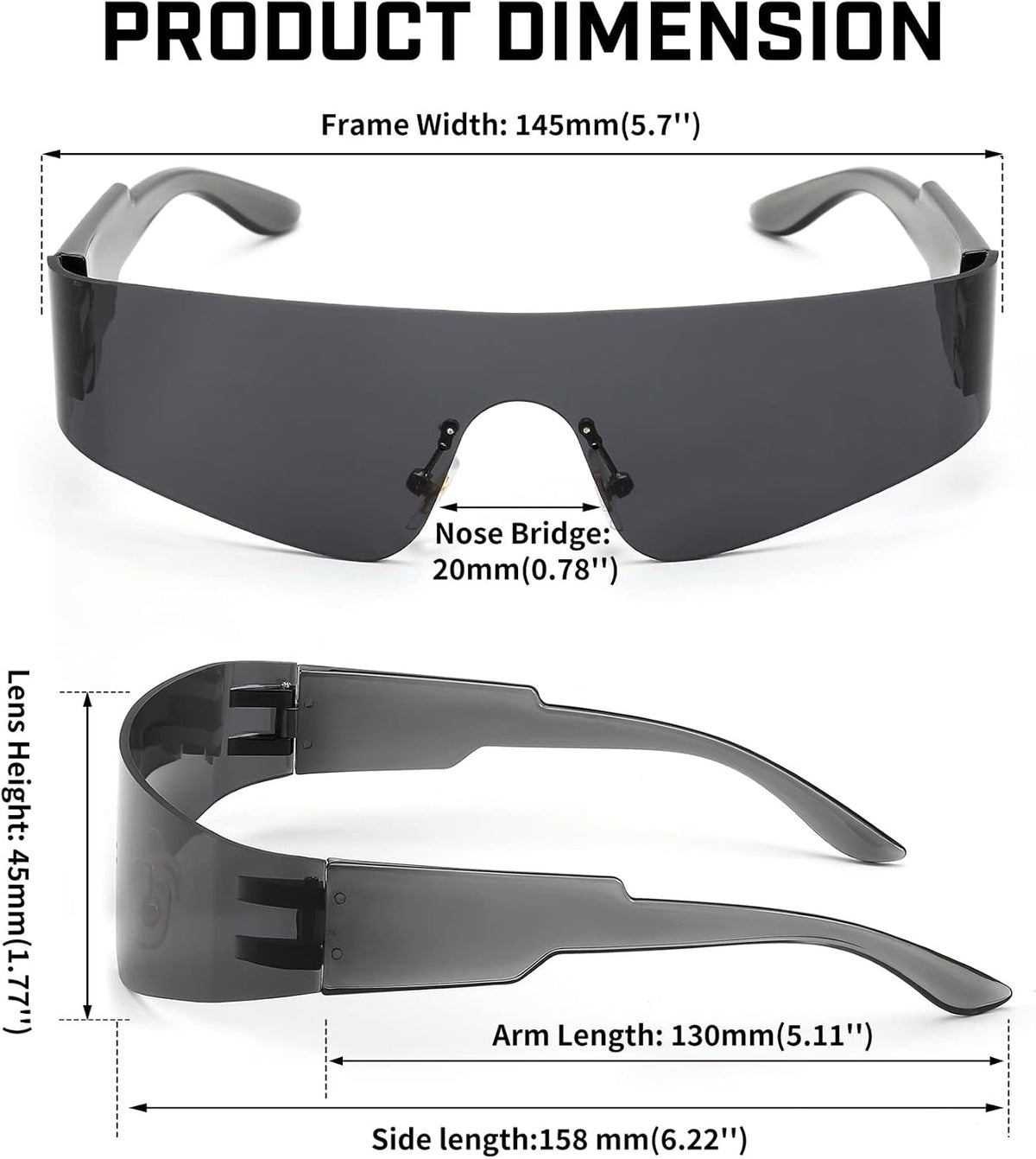 ÉÌƷͼƬ 12 | B0B1V45SXC | FEISEDY Y2K Futuristic Sunglasses Women Men Rimless One Piece Miorred B2927