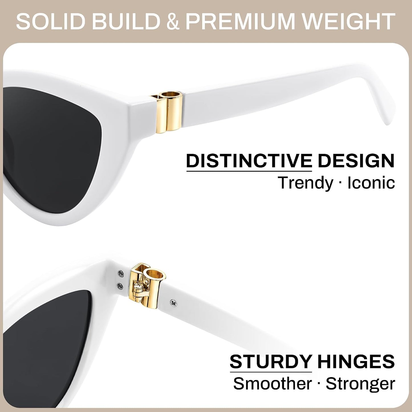 商品图片 29 | B0GVF3CZ9N | FEISEDY Cat eye Sunglasses Polarized and Retro Stylish for Women Men B0428 | UV400 Protection, for Driving Fishing Beach Travel and Party, Metal Accents, Versatile Styling
