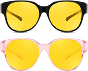 ÉÌƷͼƬ 8 | B0FX4NQCGM | FEISEDY 2Pack Night Driving Glasses Over Glasses with Yellow Lenses Fit Over Polarized Nighttime Sunglasses B0331