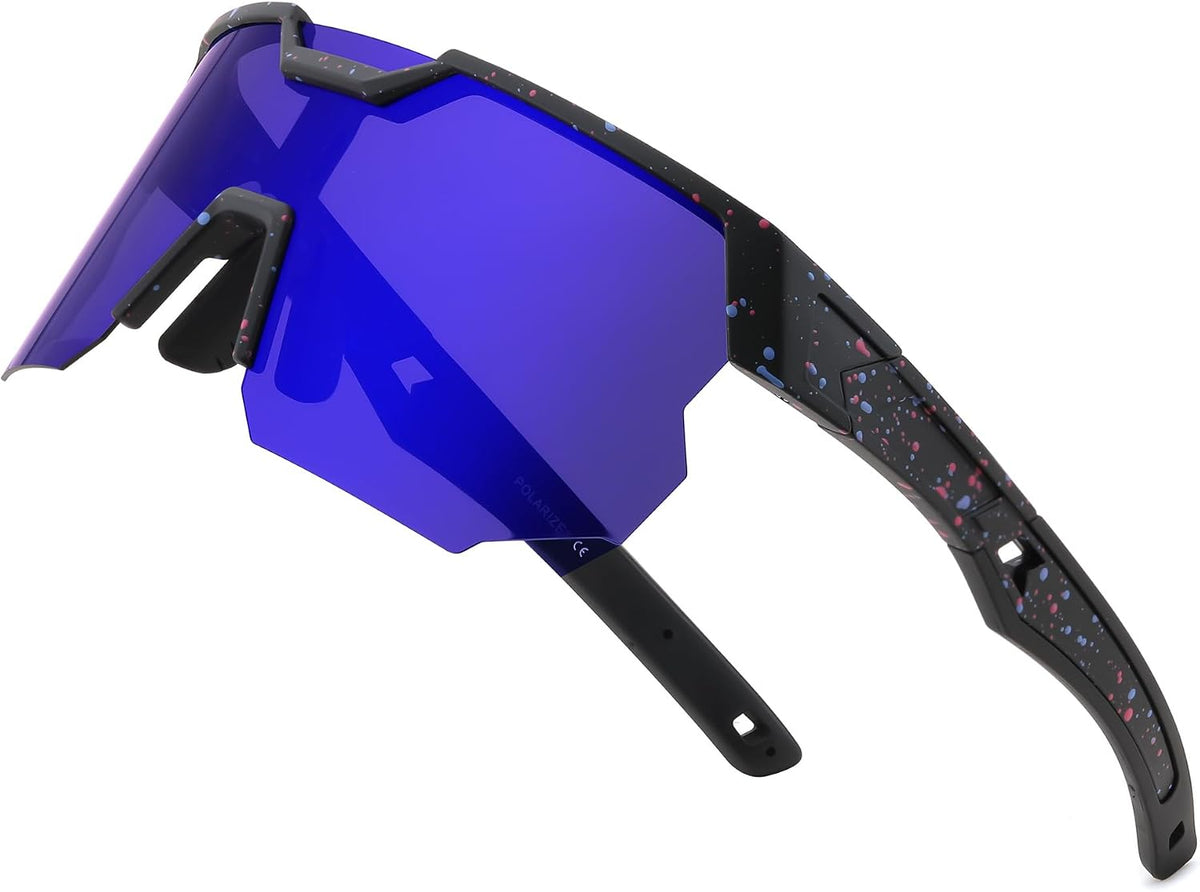 Black Frame Blue Mirrored Lens / Large | B0DPX888M4 | FEISEDY Polarized Sports Sunglasses for Men and Women,UV400 Baseball Sunglasses Youth Cycling Softball Goggles B0206