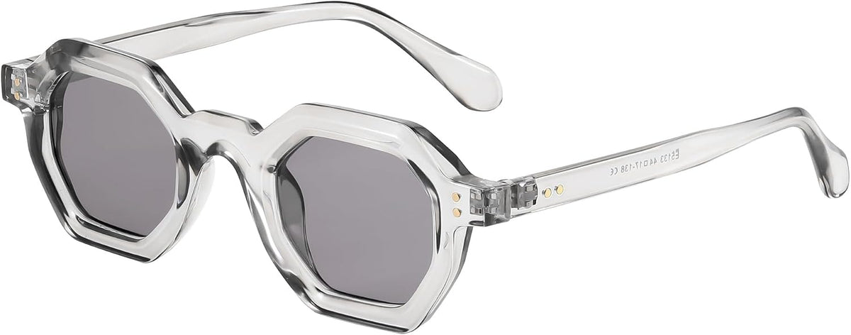002 - Grey / 50 Millimeters | B0CSKDP6HC | FEISEDY Octagon Sunglasses for Women - Thick Frame Fashion Rectangle Sun Glasses - Summer UV400 Protection