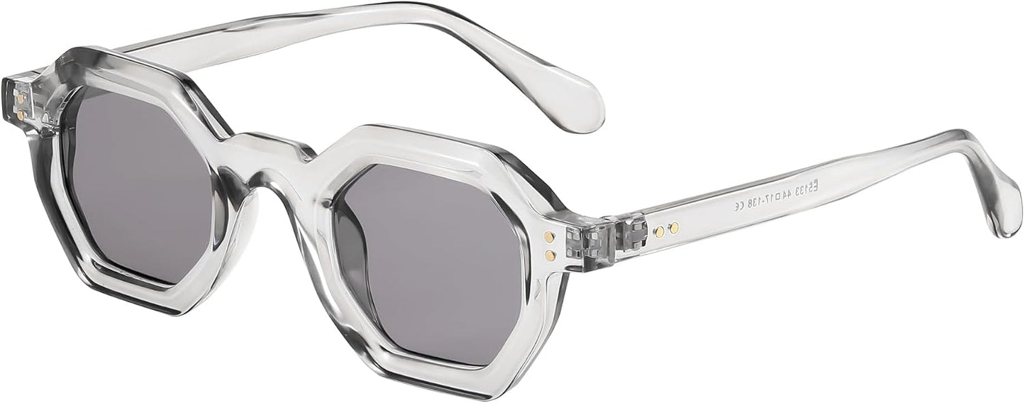 002 - Grey / 50 Millimeters | B0CSKDP6HC | FEISEDY Octagon Sunglasses for Women - Thick Frame Fashion Rectangle Sun Glasses - Summer UV400 Protection