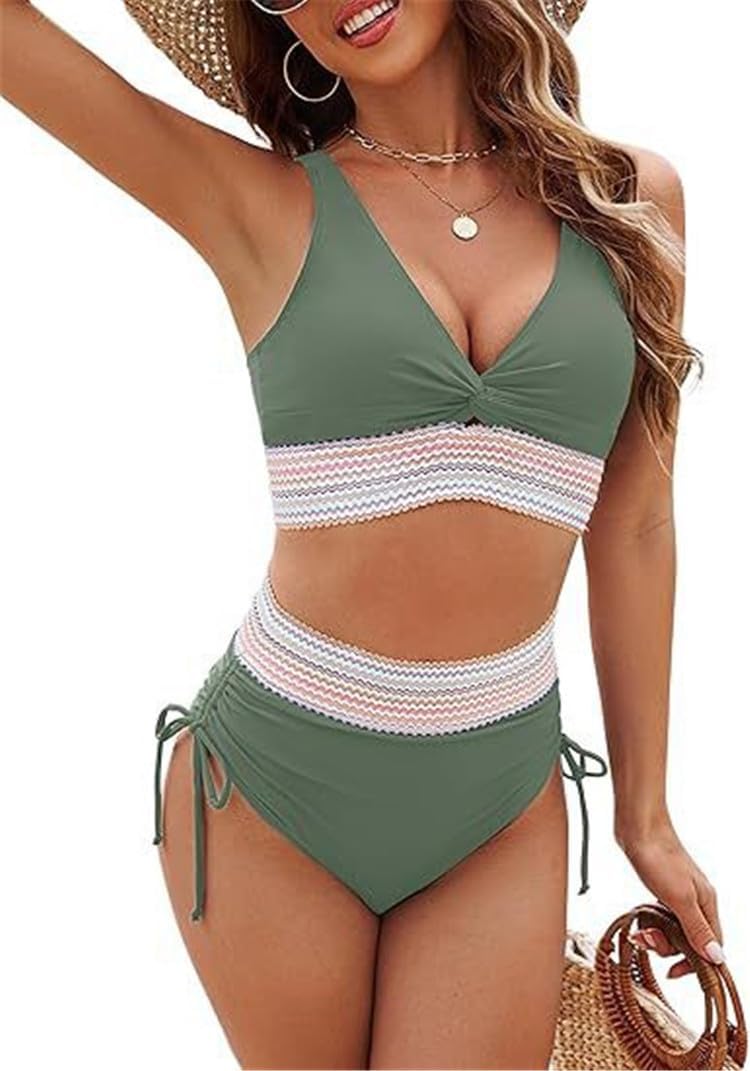 商品图片 5 | B0DWXPCYT6 | 2 Piece Drawstring Bathing Suit High Waisted Bikini Sets for Women