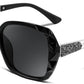 Glossy Black / 56 Millimeters | B0GK5326TP | FEISEDY Polarized Women Square Sunglasses Sparkling Composite Shiny Frame B2289