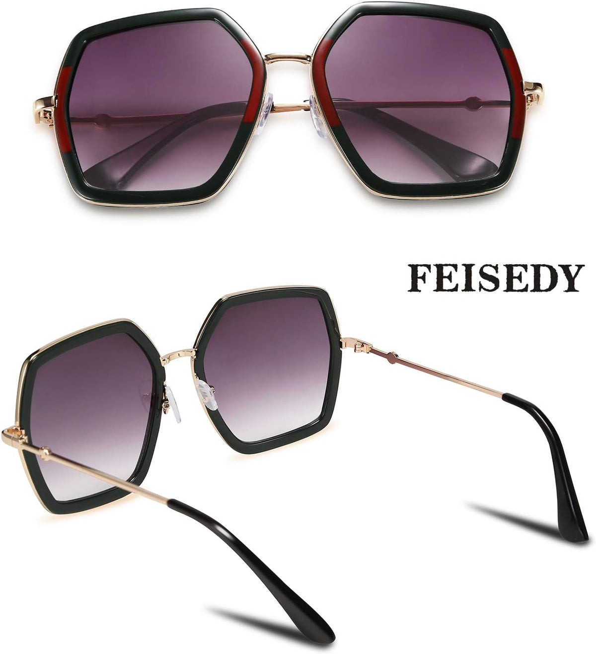 ÉÌƷͼƬ 26 | B08C7TTTDN | FEISEDY Women Large Hexagon Inspired Sunglasses Fashion Irregular Design Style Geometric B2503