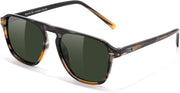 007 Tortoise Frame & Dark Green / 52 Millimeters | B0F4D3QKNJ | FEISEDY Polarized Aviator Mens Sunglasses Square Modern Women Vintage Style Acetate Frame UV400 B0191