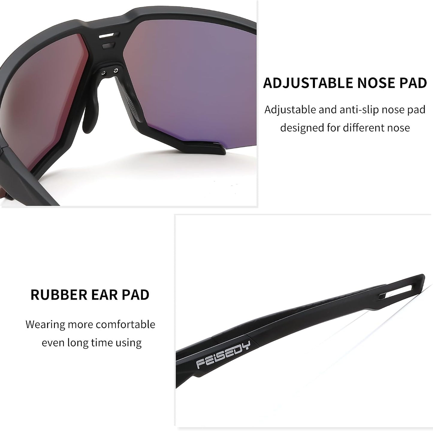 商品图片 16 | B0DN1MVJHV | FEISEDY Polarized Cycling Glasses Sports Sunglasses for Women Men Youth, Running Hiking Baseball Glasses B0215