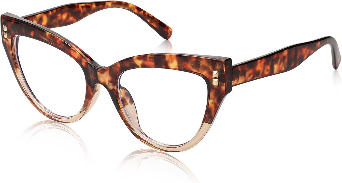 Leopard Frame / 63 Millimeters | B0BB2FCPB3 | FEISEDY Women Oversized Blue Light Blocking Computer Glasses Fake Nerd Cat Eye Glasses Frame Anti Eyestrain B2323