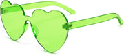 Fluorescent Green | B0BMQFS8F4 | FEISEDY Thick Heart Sunglasses Rimless Heart Shaped Sun Glasses Women Fashion Love Glasses B2419
