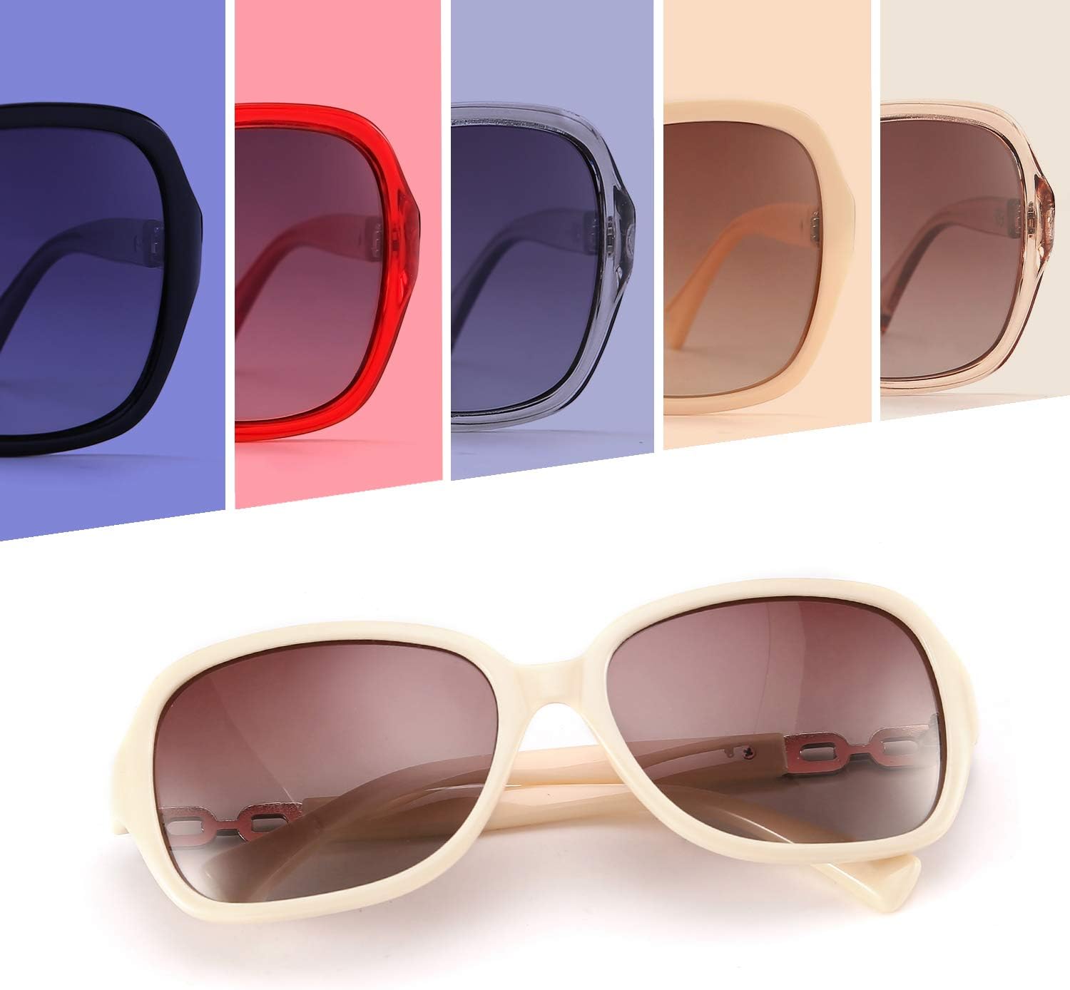 商品图片 66 | B08LPZDDKZ | FEISEDY Womens Polarized Sunglasses Square Wraparound Shades UV400 Mirrored Trendy Sun Glasses for Women B2526