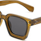 007 Olive Yellow Frame | Polarized Gray Lenses / 50 Millimeters | B0F13GB35Z | FEISEDY Sunglasses Men Women Polarized, Chunky Square Thick Frame, Rectangle UV400 Shade Sun Glasses B2396