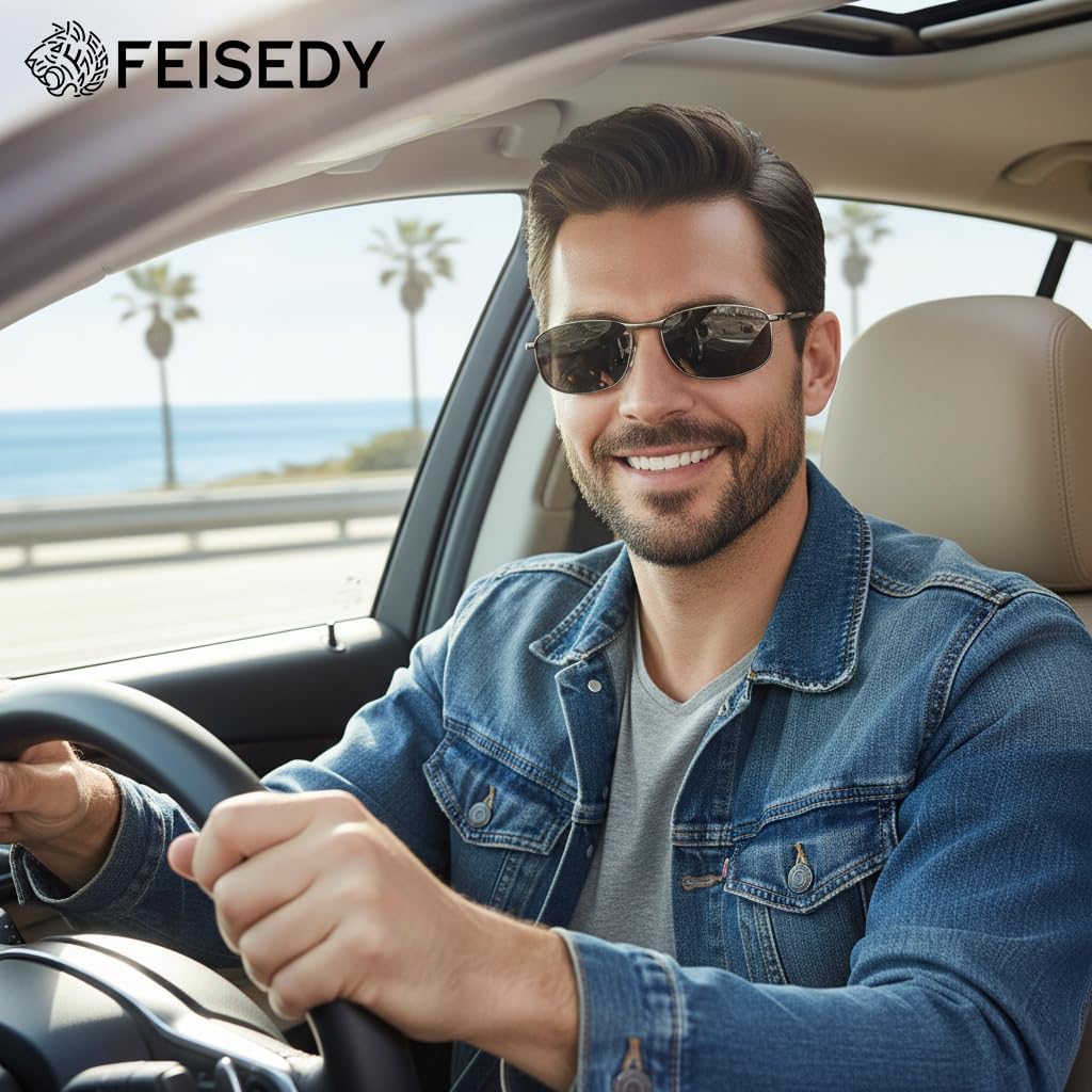 商品图片 15 | B07GSRV2H5 | FEISEDY Rectangle Polarized Square Sunglasses for Men Women B2444