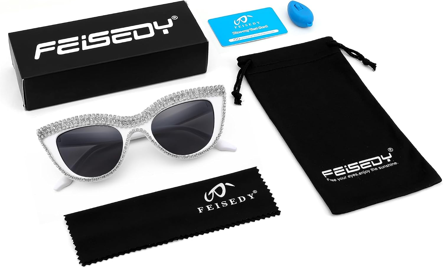 商品图片 44 | B0BZ7YMM4F | FEISEDY Oversized Women Cat Eye Rhinestone Sunglasses Costume Party B2360