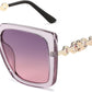 Clear Purple Frame Polarized Purple Pink Lens / 55 Millimeters | B0CNGHTQ43 | FEISEDY Sunglasses Womens Trendy, Oversized Square Shades, Pearl Inlay Cat Eye Frame UV400 Protection B2625
