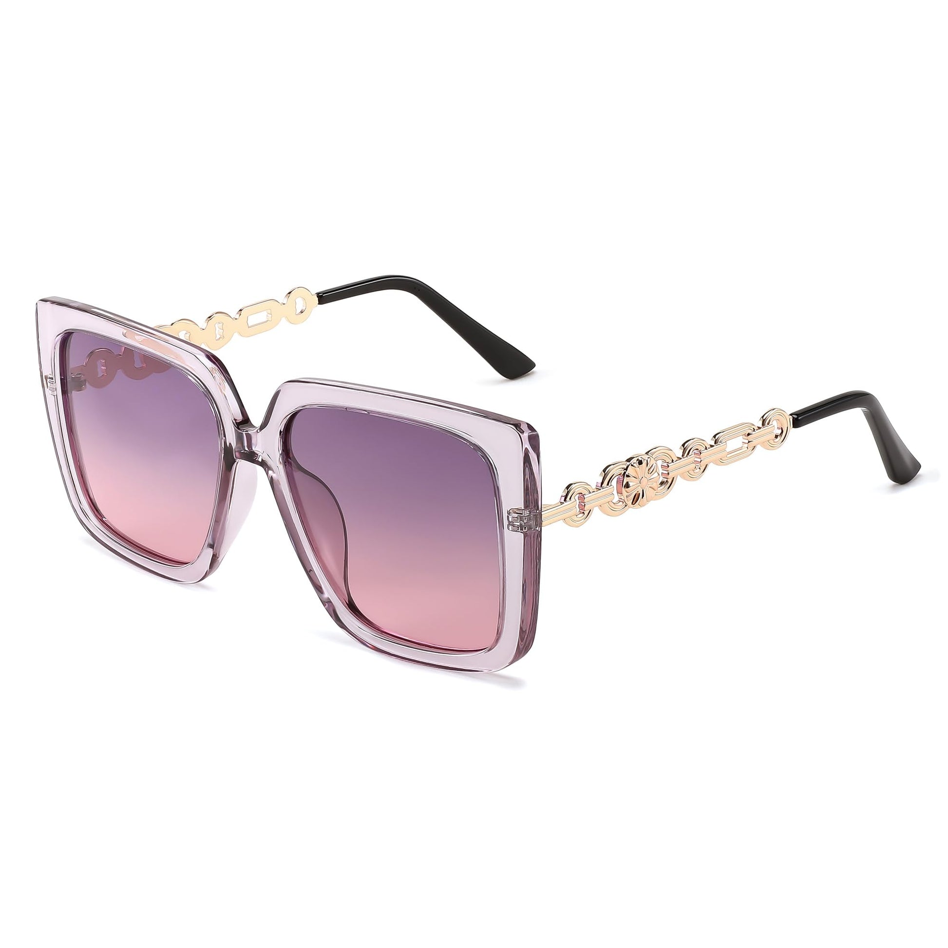 FEISEDY Sunglasses Womens Trendy, Oversized Square Shades, Pearl Inlay Cat Eye Frame UV400 Protection B2625