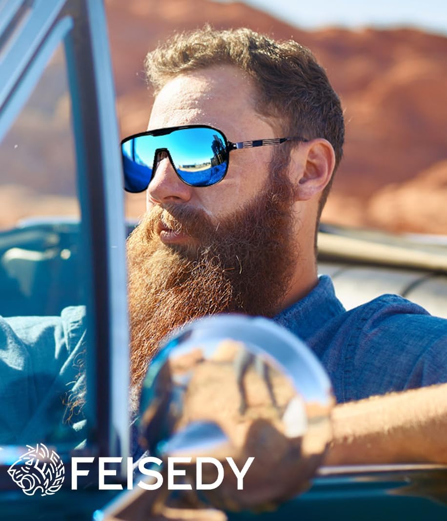 商品图片 2 | B0DSV55WLM | FEISEDY Polarized Sunglasses Men Women Mirrored One Piece Lens B0277