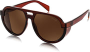 Brown Frame/Brown Lens / Brown | B0CT8RCXXV | FEISEDY Steampunk with Side Shields Aviator Sunglasses for Men Women 80s Retro Flat Top Oversized Polarized Shades B0096