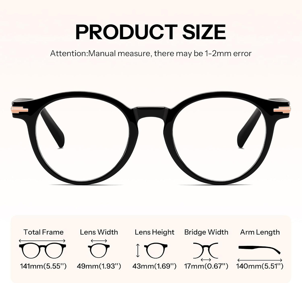 ÉÌƷͼƬ 6 | B0HC6D93TL | FEISEDY Stylish Round Blue Light Blocking Glasses for Women Men B0469